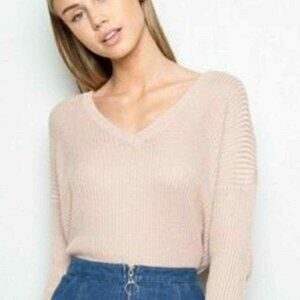 Brandy Melville Ribbed V-Neck Sweater - Mauve Purple